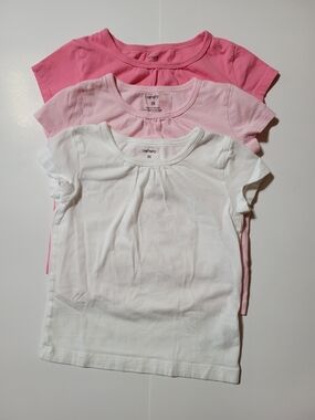 Carter’s Toddler Girls Basic Short Sleeve Tee Lot Size 3T Pink White Solid Shirt